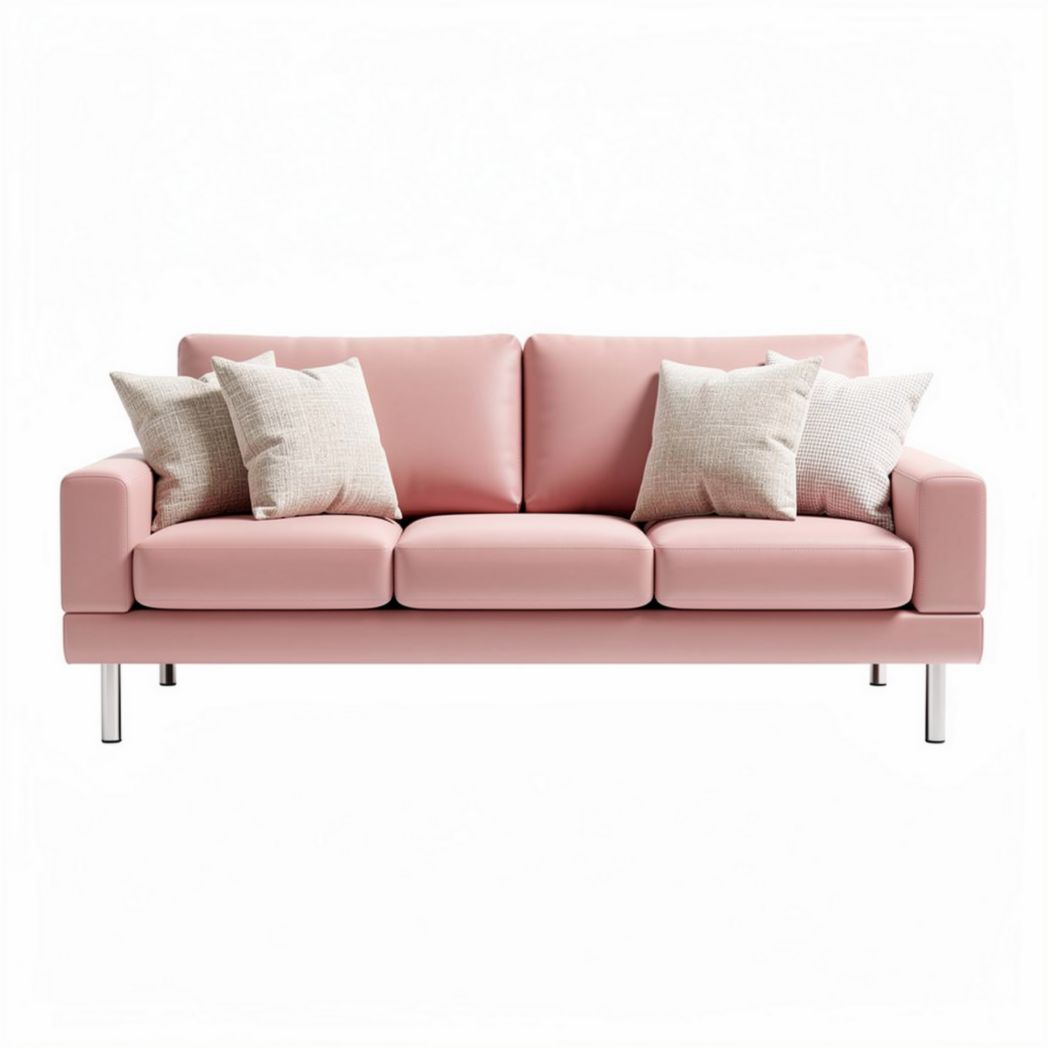 Sofa tapicerowana w kolorze różowym do salonu z materiału syntetycznego - 200 x 80 x 75cm